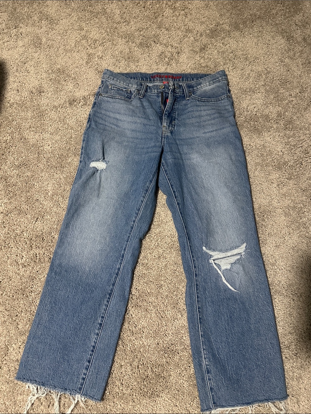 Lucky Brand Light Blue Distressed Straight-Leg Jeans